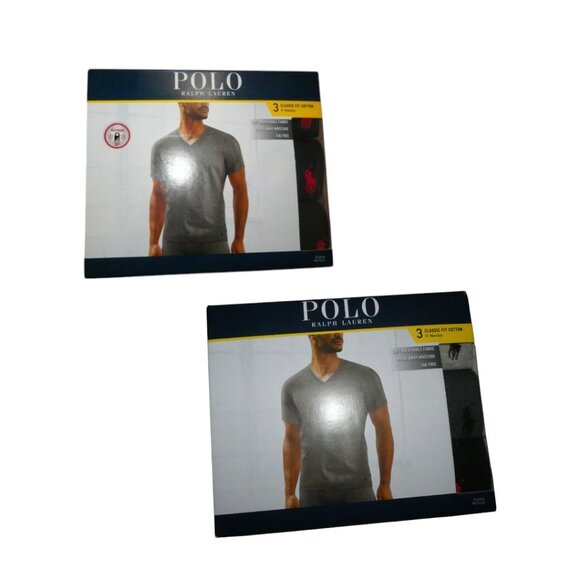 Polo Ralph Lauren Mens V-Neck Undershirts Tees Small Classic 2 PACKS OF 3 EACH